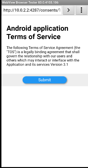 Consent page - Android Application